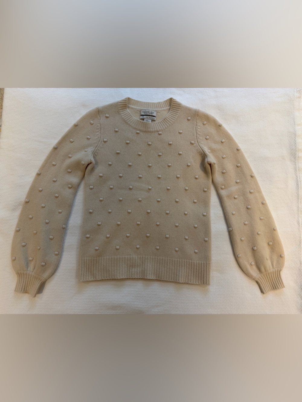 Rachel Zoe Cream Cashmere Pom Pom Crewneck Sweater